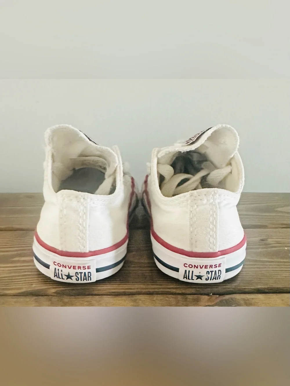 Converse Baby Chuck Taylor All Star Ox Shoes White With Red/Blue Stripe Size 7